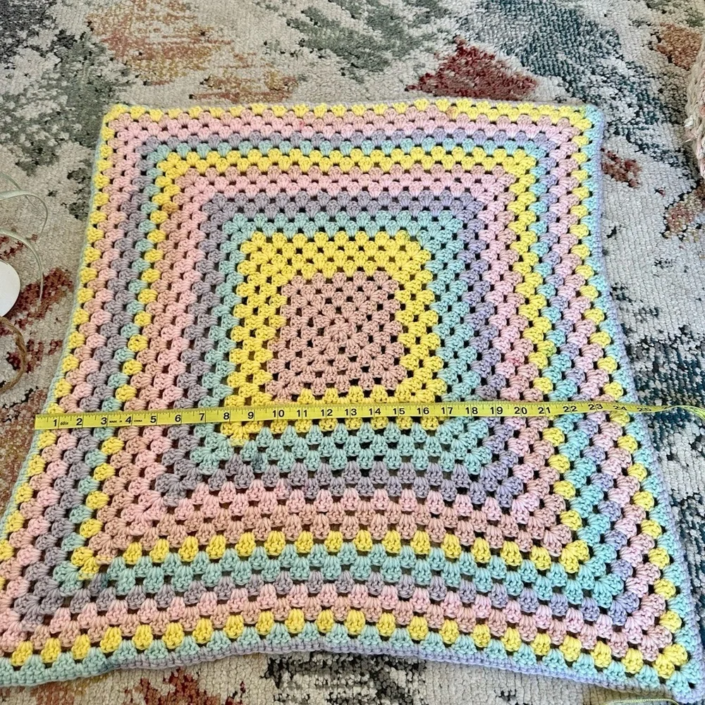 Handmade Brilliant Pastel Baby Girl Crochet Blanket Granny Square Baby Gift
